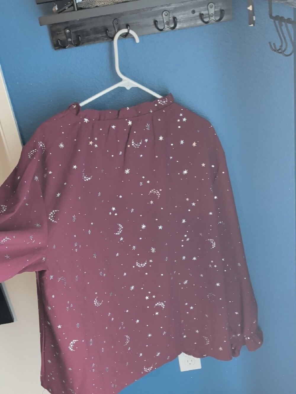 Bloom Chic Plum Star & Moon Print Long-Sleeve Blouse XXL - Picture 4 of 7